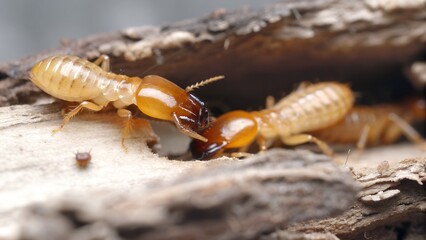 Close-up of a termite in wood