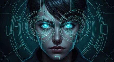 Digital eyes futuristic tech interface concept innovation advanced cybernetic