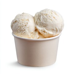 Delicious vanilla ice cream scoops in a paper cup. A sweet treat perfect for a hot day.
