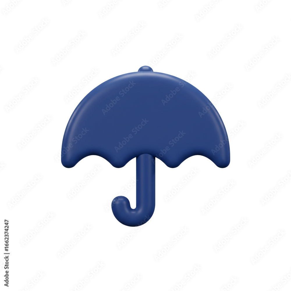 Poster a three-dimensional rendering showcases a closed umbrella, meticulously crafted with smooth, rounded