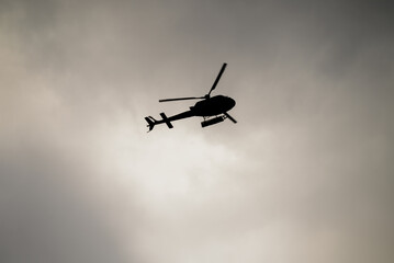 A Moody and Atmospheric Shot of a Rescue Helicopter. Concept The seriousness of an emergency.