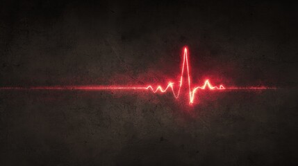 Stunning photo of red glowing heartbeat line over a dark textured background displaying vitality.