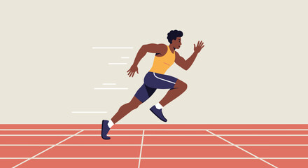 Obraz premium Athletic sprinting action track field digital illustration competitive sports environment side view energetic motion. Vector illustration