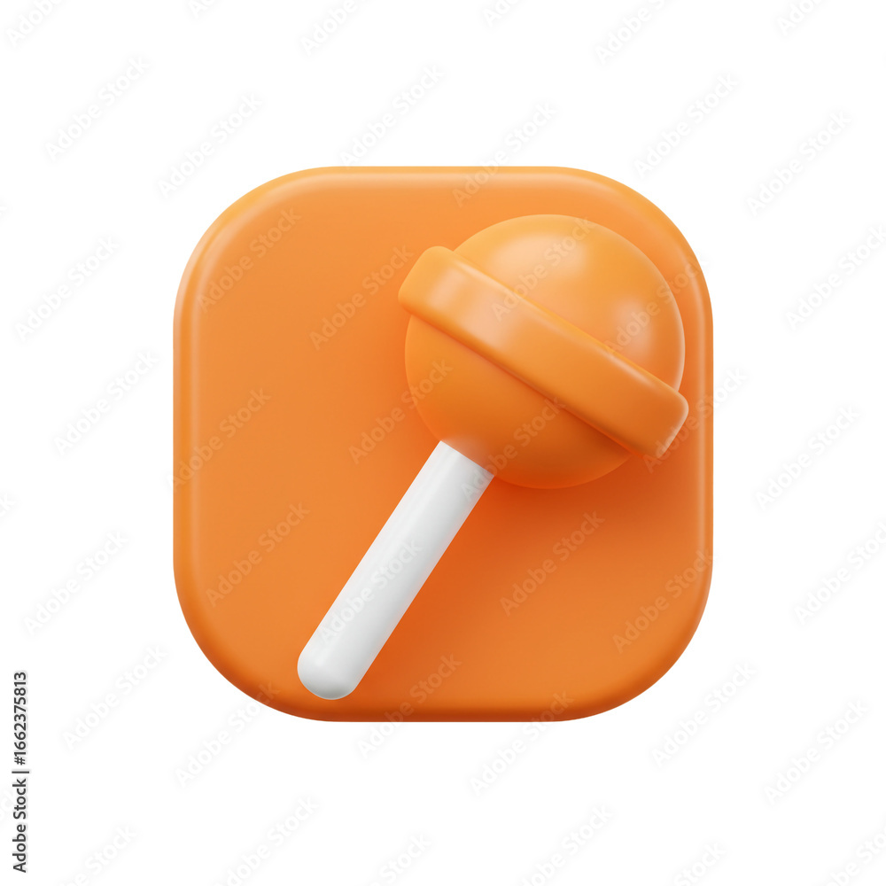 Fototapete a vibrant rendering showcases a delicious orange lollipop resting on a matching square, creating a v