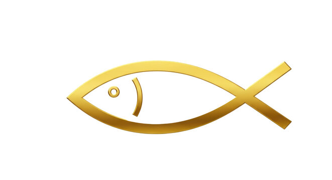 Golden ichthys christian fish symbol vector illustration religious faith and spirituality design element