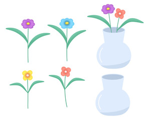 flower, plant, pot, leaves, nature, environment, spring, garden, sticker