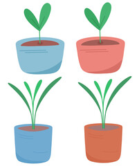 plant, sprout, pot, leaves, nature, environment, spring, garden, sticker