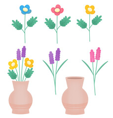 flower, plant, pot, leaves, nature, environment, spring, garden, sticker