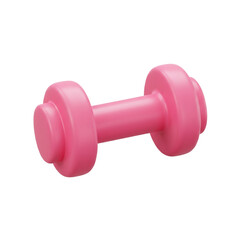 A vibrant, three-dimensional rendering showcases a pink dumbbell, perfectly isolated against a stark black background, symbolizing fitness and exercise.
