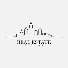 Unique stylish home property graphic icon for real estate investment and housing business identity
