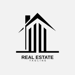 Unique stylish home property graphic icon for real estate investment and housing business identity
