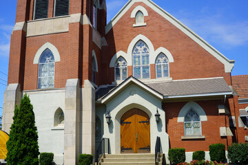 Historic Brick Church on a Sunny Day