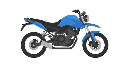 Obraz premium Striking blue motorcycle isolated on a white background, showcasing its sleek design and powerful build for adventurous rides