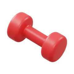 A vibrant red dumbbell is isolated on a black background, showcasing its smooth, glossy and perfect symmetry, ideal for fitness and exercise themes.