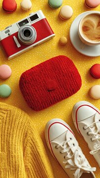 Retro Still Life with Camera and Sweets