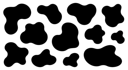 Seamless Black Blotches on White Background, Ideal for Abstract Design Elements, Fabric Patterns, and Creative Projects in Various Digital and Print Media