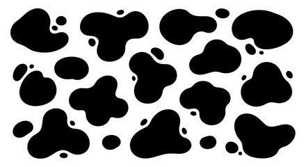 Abstract Black Ink Blot Collection on White Background for Creative Design Projects and Artistic Visualizations in Graphic Design and Web Development