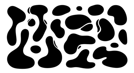 Collection of Abstract Black Fluid Shapes on White Background for Graphic Design Projects and Creative Illustration Purposes, Ideal for Website Elements and Backgrounds