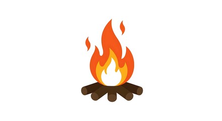 Cozy Campfire  A Warm & Bright Illustration of Flames Dancing on Logs