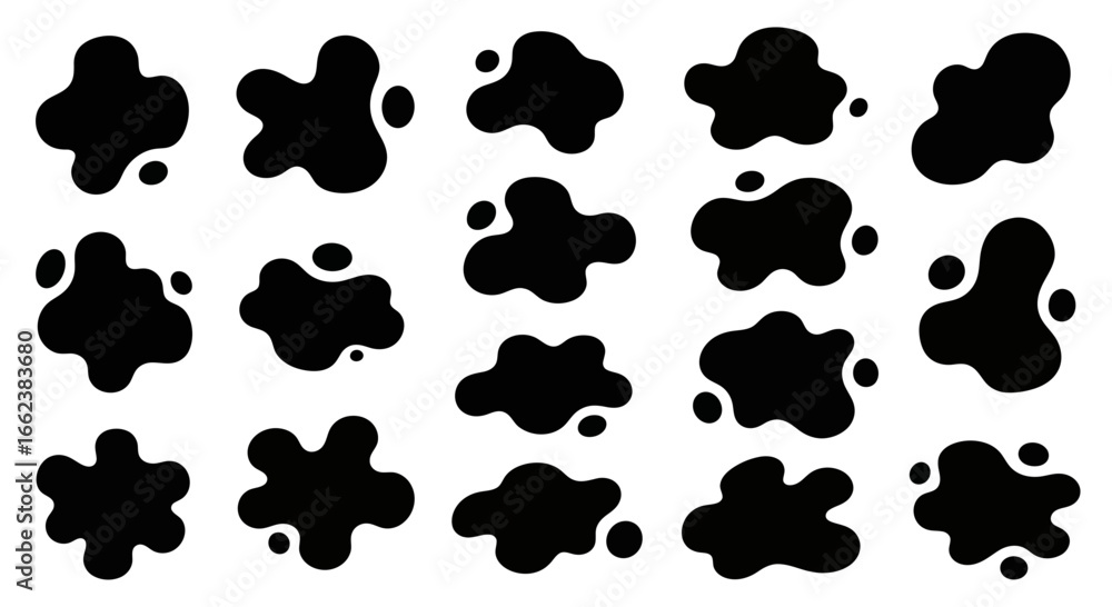 Aufkleber diverse collection of black ink splatters and blobs for creative design projects and artistic expres
