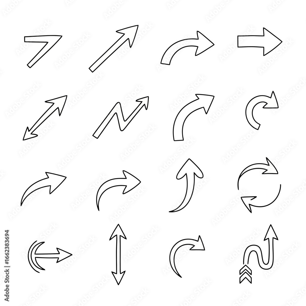 Aufkleber diverse collection of hand-drawn arrows for infographics, presentations, and website navigation enha