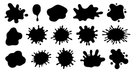 Collection of Vector Ink Splatters and Blobs for Grunge Effects and Artistic Design Elements in Graphic Projects and Creative Layouts