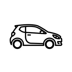 Fototapeta premium A black and white line drawing of a compact car. 