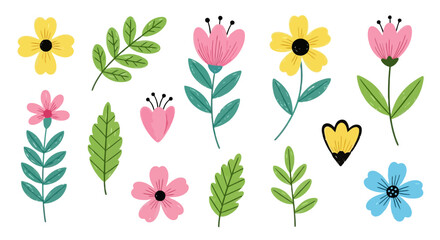 Delightful floral illustration featuring vibrant colors and playful design elements, perfect for greeting cards, invitations, and springtime crafting projects.