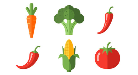 Colorful Vegetable Icons for Healthy Eating and Nutrition Education Materials, Applicable for Culinary Arts, Nutrition Guides, and Dietary Information
