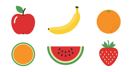 Vibrant Assortment of Fresh Fruits Vector Illustration for Healthy Eating Educational Materials and Promoting Nutritional Awareness Campaigns