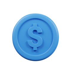 Obraz premium A glossy, minimalist blue coin with a bold dollar symbol clearly illustrates concepts of money, investment, and prosperity.