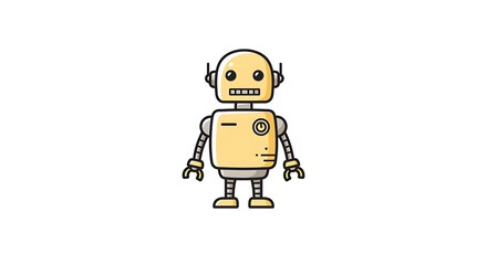 A charming and friendly little robot character illustration, depicting modern artificial intelligence and automation in a playful, approachable style perfect for various digital and creative projects