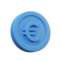 Obraz premium A vibrant blue rendered Euro coin symbolizes digital finance and European currency exchange.