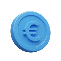Obraz premium A vibrant blue rendered euro coin stands out, symbolizing European currency and digital finance.