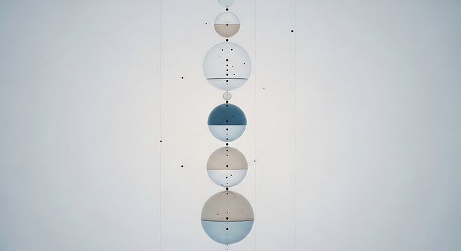 Spherical harmony in muted tones, digital rendering with minimalistic charm