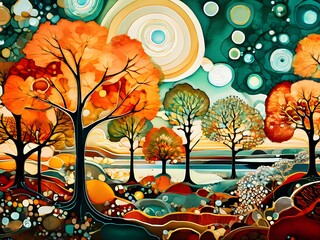 Obraz premium autumn tree in the forest