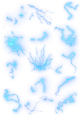 lightning in the dark. lightning on black background. blue storm lightning. lightning on dark black background. Isolated green electric plasma effect on transparent backgrounds 3d rendering png