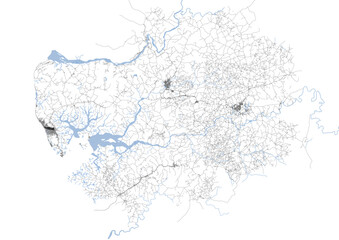 Vector city map of Port Loko with highways, buildings, and waterways
