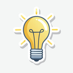 A bright yellow light bulb with radiating lines, representing a creative idea.