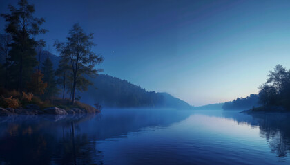 Fototapeta premium sunrise over the lake