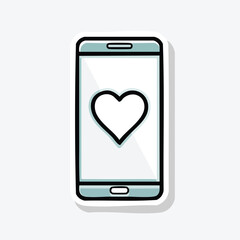 Smartphone displaying a heart symbol, representing love and social media interaction.