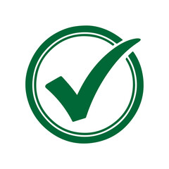 Green check mark button with a tick symbol for a correct choice