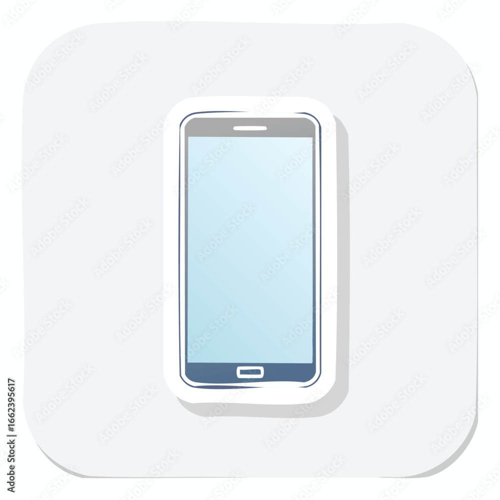 Poster a detailed illustration of a modern smartphone device with a touch screen interface and a clean desi