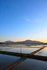 Obraz premium 越後平野夕景（新潟県）