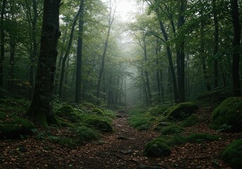 Obraz premium Misty forest path
