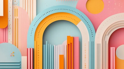 Fototapeta premium Geometric Composition in Pastel Shades, A Minimalist Architectural Design