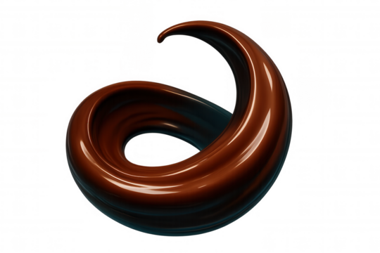 Smooth, glossy chocolate wave creating a dynamic spiral against a transparent background, perfect for food and beverage projects