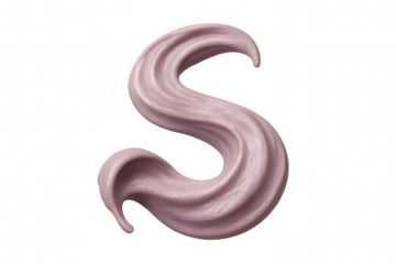 3d illustration of a pink cream letter s forming a decorative swirl, isolated on a transparent background, perfect for beauty or food-related designs
