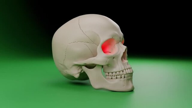 Human Skull Anatomy with Highlighted Pain Areas