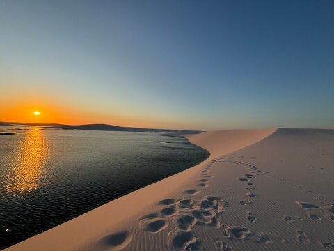 Sunset over Lencois Maranhenses, Brazil